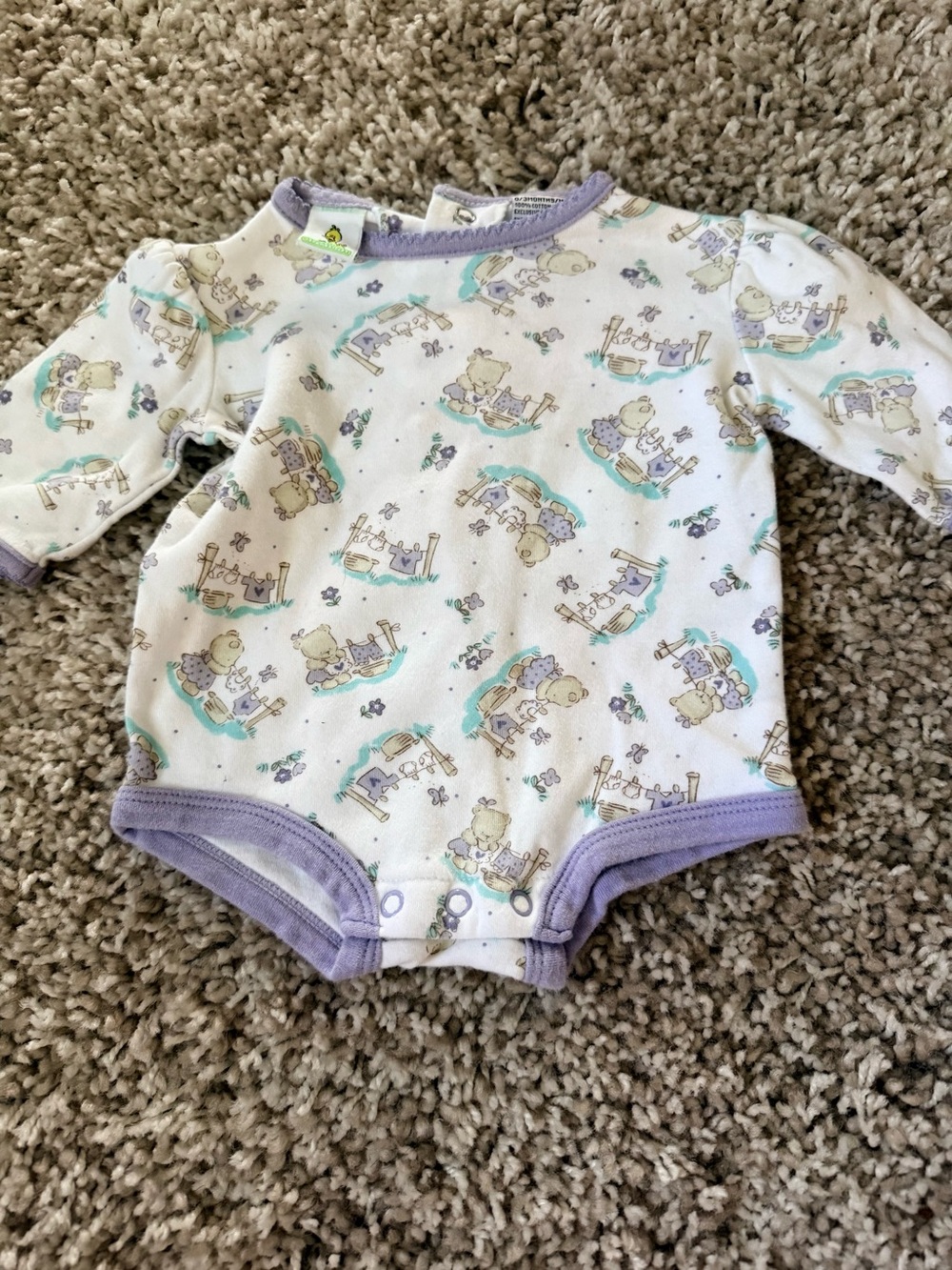 Vintage Sesame Street Baby 3M Floral Footie Purple Trim